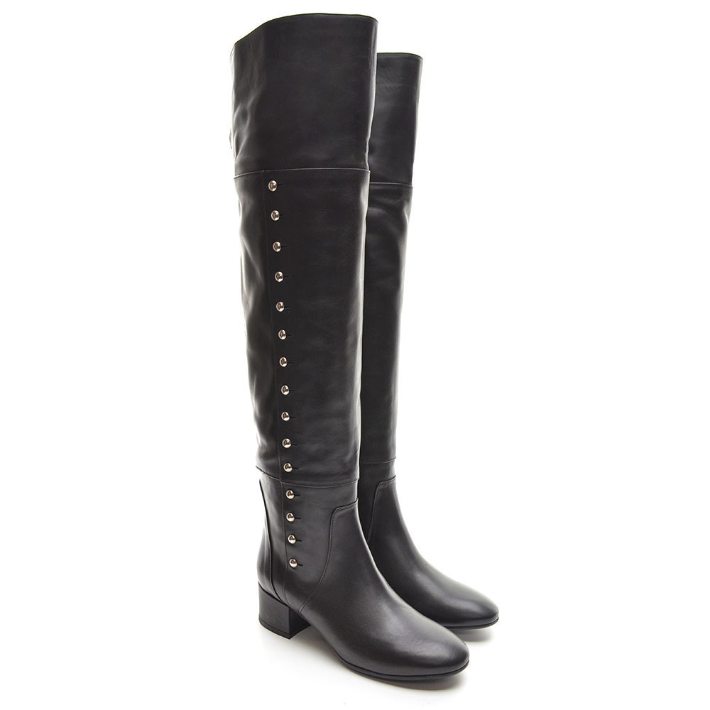 Charles David Military Black Over Knee Boots 36.5  New